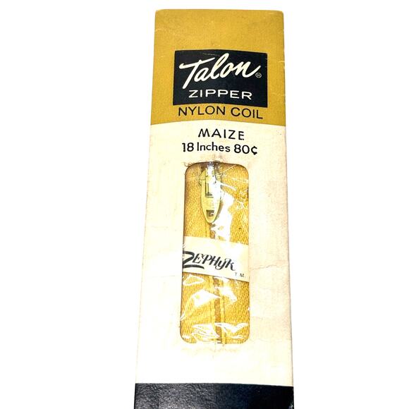 Vintage Talon Zipper Nylon Coil 18 inch Maize Yellow Zephyr Deadstock - Picture 1 of 4